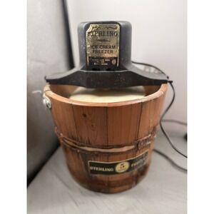 Vintage Sterling 5 Quart Ice Cream Freezer Electric Wooden Bucket For Parts Only